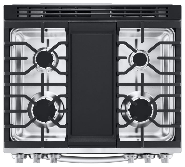 Cuisinière intelligente à gaz LG de 6,3 pi³ avec hublot InstaViewMD et convection ProBake ConvectionMD - acier inoxydable Smudge-ProofMD - LSGL6335F