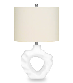Lampe de table sculptée et ondulée de 27 po en résine crème