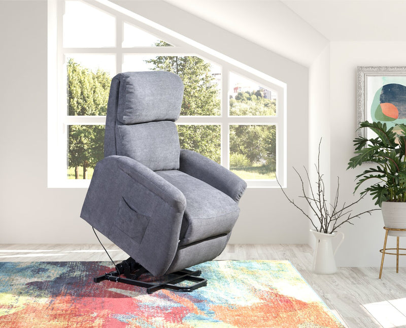 Fauteuil basculeur à inclinaison électrique Ruben de 32 po en tissu de chenille - gris