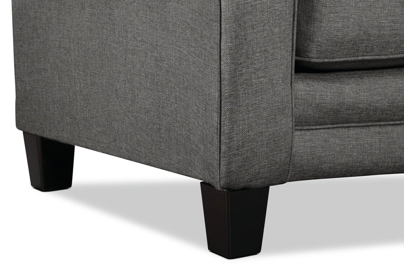 Fauteuil Tula de 42 po fabriqué au Canada en tissu avec accoudoirs enroulés - gris acier