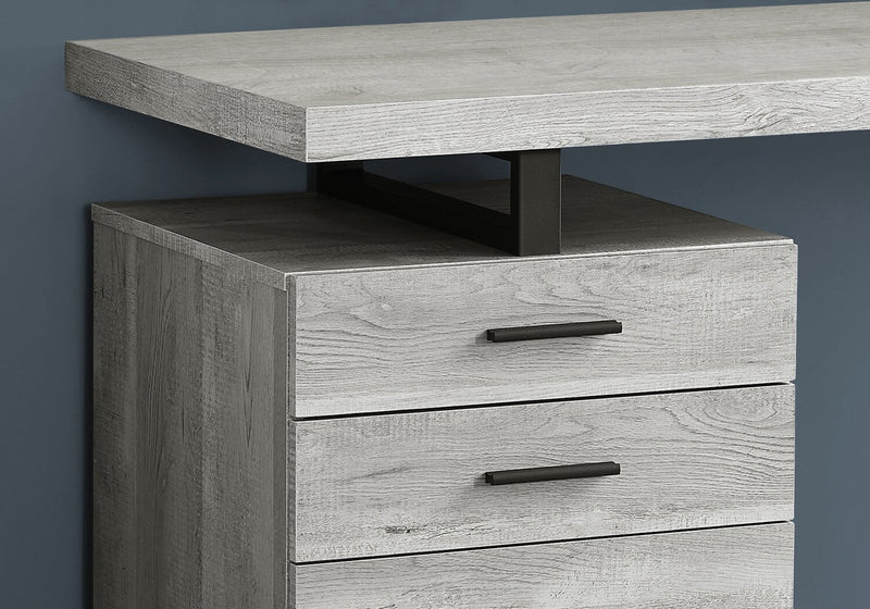 Bureau réversible Clayton de 47,25 po à 3 tiroirs - gris