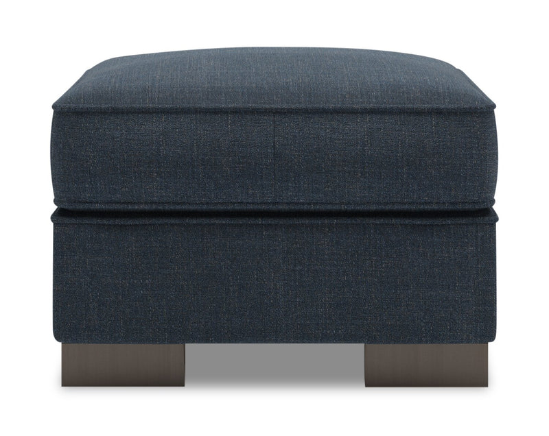 Pouf personnalisable Track de Sofa Lab de 24 po fabriqué au Canada en tissu d’apparence lin - bleu Luna Sailor