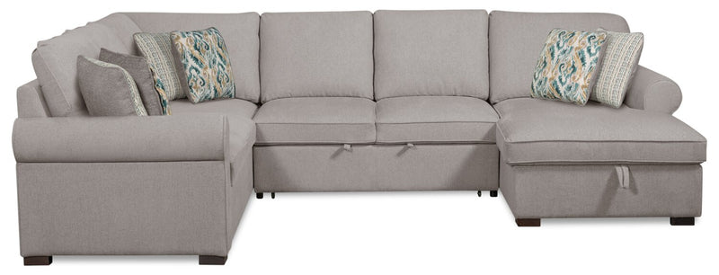 Sofa-lit sectionnel de droite Haven de Scott Living 3 pièces en tissu de chenille avec fauteuil long de rangement - gris