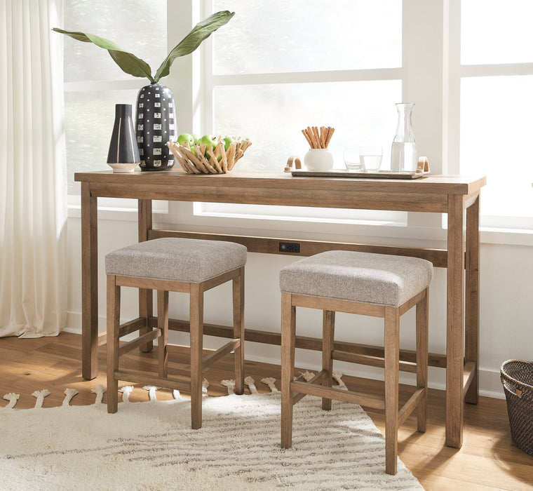 Table de salon moderne Rhett de 66 po avec tablette - chêne brun clair