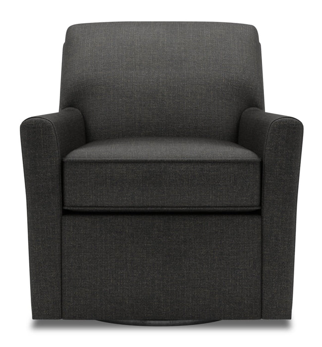 Fauteuil d’appoint pivotant Sofa Lab personnalisable de 31 po fabriqué au Canada en tissu d’apparence lin - gris Luna Kohl