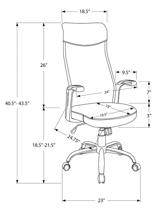Chaise de bureau Roman de 23 po à conception ergonomique - noire