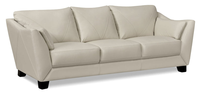 Sofa Lusso de Château d’Ax de 92 po en cuir véritable à 100 % avec pattes en bois - gris fumée