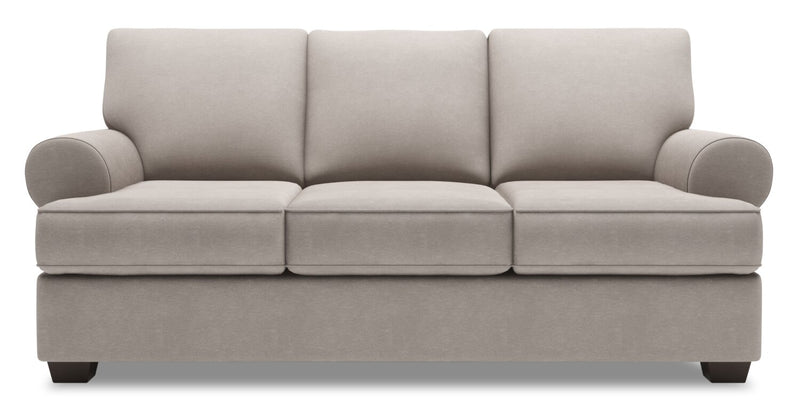 Sofa-lit personnalisable Roll de Sofa Lab de 86 po fabriqué au Canada en tissu d’apparence lin avec accoudoirs enroulés - gris Pax Slate