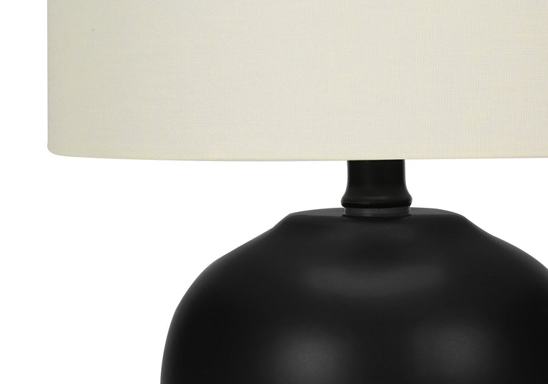 Lampe de table de 17 po en céramique noire avec abat-jour cylindrique
