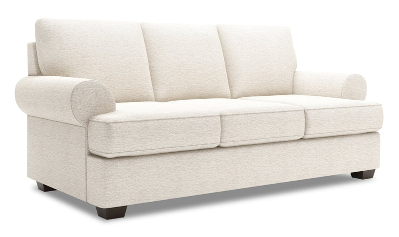 Sofa personnalisable Roll de Sofa Lab de 86 po fabriqué au Canada en tissu de chenille avec accoudoirs enroulés - beige Luxury Sand