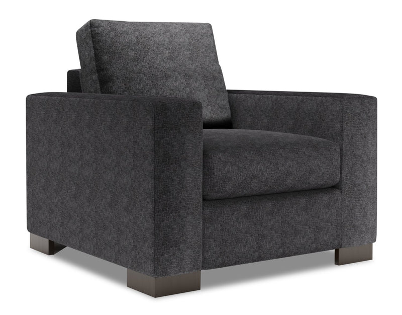 Fauteuil Track de Sofa Lab personnalisable de 38 po fabriqué au Canada en tissu de chenille - gris Luxury Charcoal