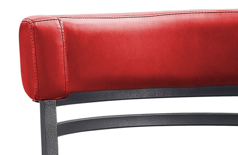 Tabouret bar Mila en tissu de cuir végétalien et en métal avec siège pivotant - rouge