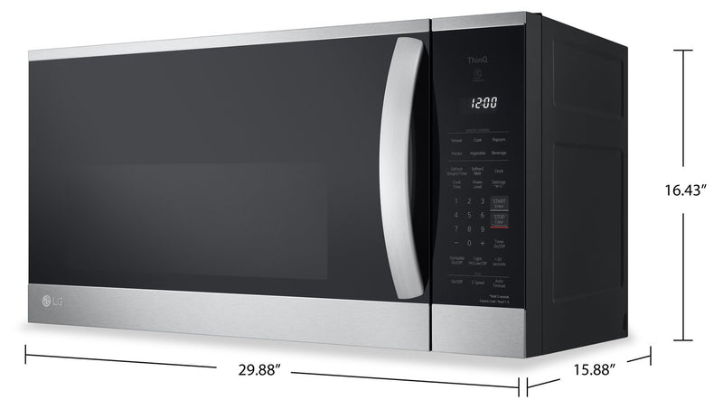 Four à micro-ondes à hotte intégrée LG de 1,8 pi³ avec EasyCleanMD et cuisson par capteur - acier inoxydable Smudge-ProofMD - MVEM1825F