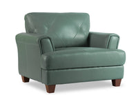 Meuble Vita de Château d’Ax de 44 po en cuir 100 % véritable avec coutures à motif de diamant et pattes en bois - vert écume de mer