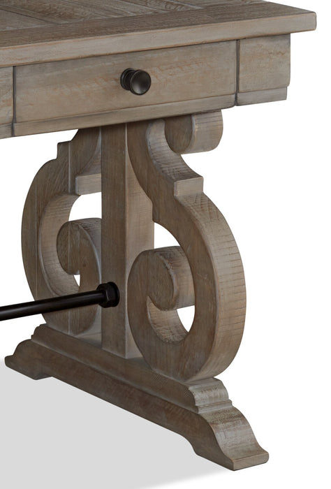 Table de bout traditionnelle Tinley Park de 22 po avec rangement - pin gris-brun avec base à volutes