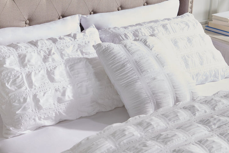 Ensemble d'édredon Elanna 4 pièces pour lit double ou grand lit - blanc