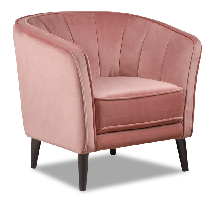 Fauteuil d’appoint Brinley de 29 po en tissu de velours avec pattes en bois - rose