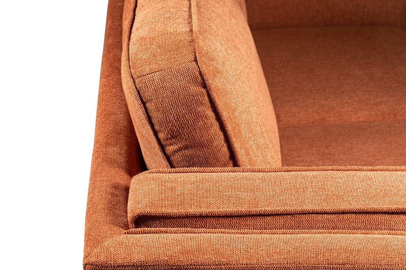 Causeuse Kassia de Kort & Co. de 65,4 po en tissu d’apparence lin avec base et pattes en bois - orange