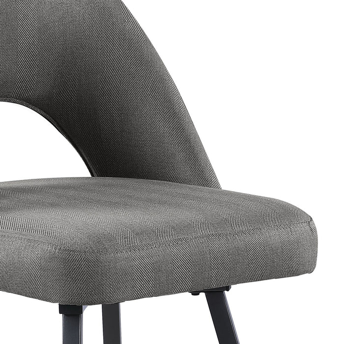 Chaise de salle à manger Elijah en tissu d’apparence lin et en métal - grise