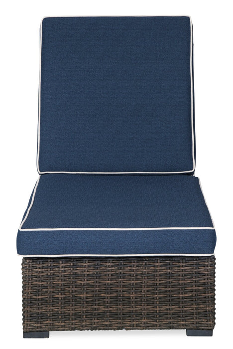 Chaise longue Hilo pour la terrasse à l’extérieur avec dossier réglable - résistante aux rayons UV et aux intempéries - bleue et brune