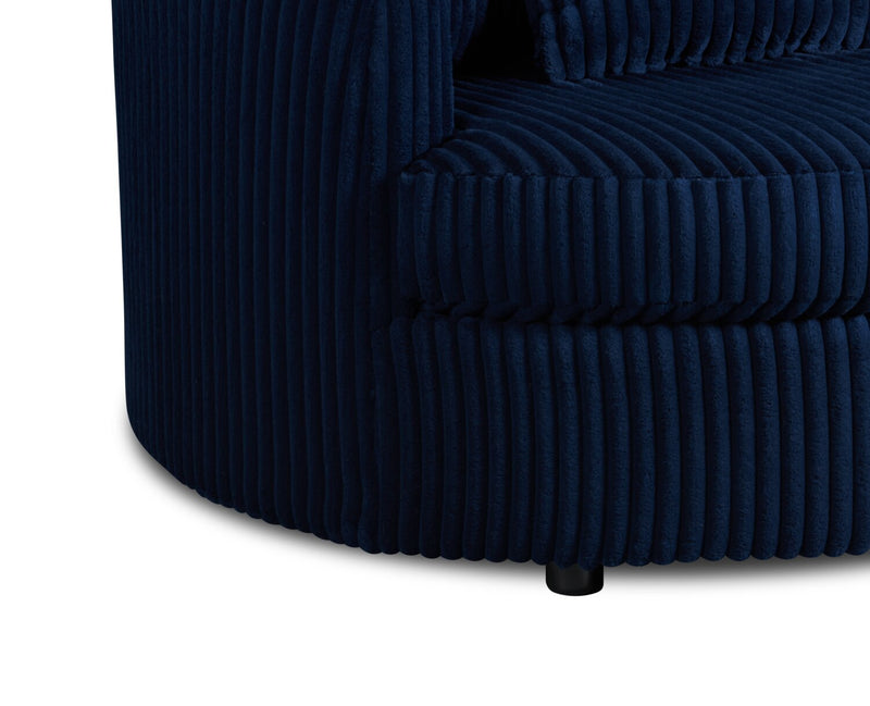 Fauteuil d’appoint Cuddler Grande de 48 po fabriqué au Canada en tissu de chenille - bleu Groove Midnight