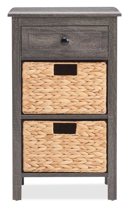 Table de fauteuil Jon de 15,5 po avec 2 paniers et tiroir - gris vieilli