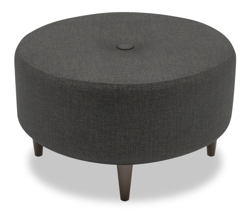 Pouf personnalisable The Curve de Sofa Lab de 31 po fabriqué au Canada en tissu d’apparence lin - gris Luna Kohl