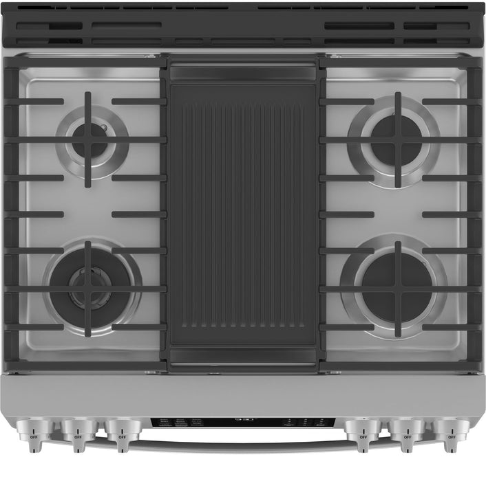 Cuisinière intelligente hybride Profile de 5,6 pi³ avec convection européenne véritable - acier inoxydable résistant aux traces de doigts - PC2S930YPFS