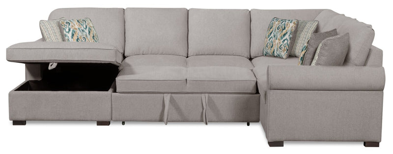 Sofa-lit sectionnel de gauche Haven de Scott Living 3 pièces en tissu de chenille avec fauteuil long de rangement - gris