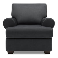  Fauteuil Roll de Sofa Lab de 42 po fabriqué au Canada en tissu d’apparence lin avec accoudoirs enroulés - gris Pax Pepper 