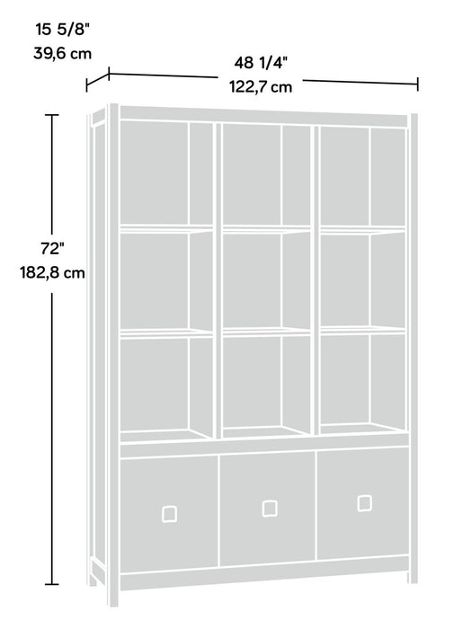 Bibliothèque Alfie de 48,31 po avec compartiments ouverts et rangement - brun clair