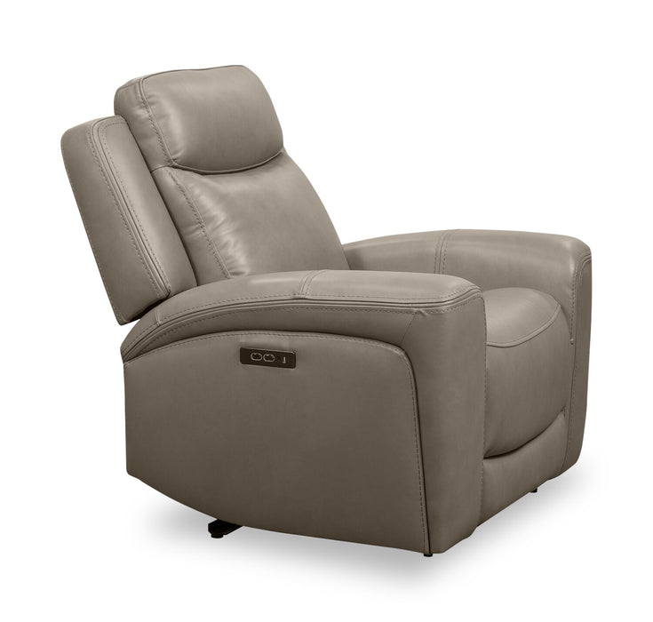 Fauteuil à inclinaison électrique Prescott de Scott Living de 42,5 po en cuir véritable avec appuie-tête électrique - gris