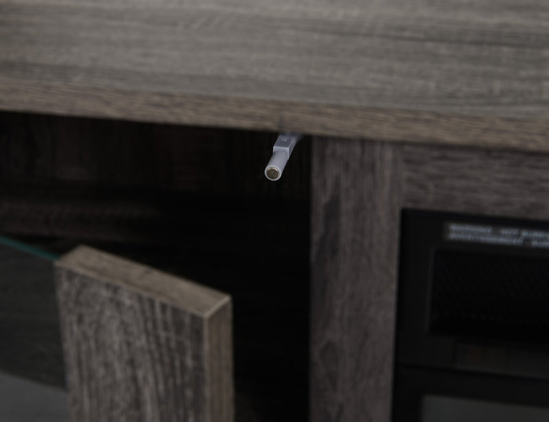 Meuble audio-vidéo moderne Antoni 3 pièces de 102 po avec foyer électrique et rangement pour téléviseurs jusqu’à 70 po - gris