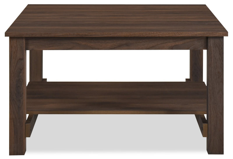 Table à café traditionnelle Jordi de 31,5 po avec tablette - bois au fini noyer brun