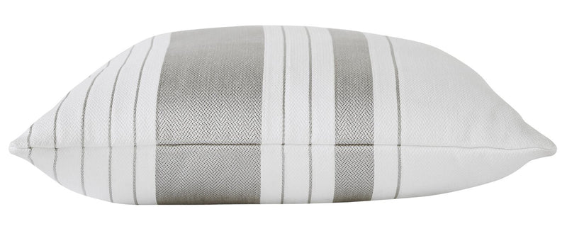 Coussin décoratif rayé pour l’intérieur et l’extérieur - blanc et gris