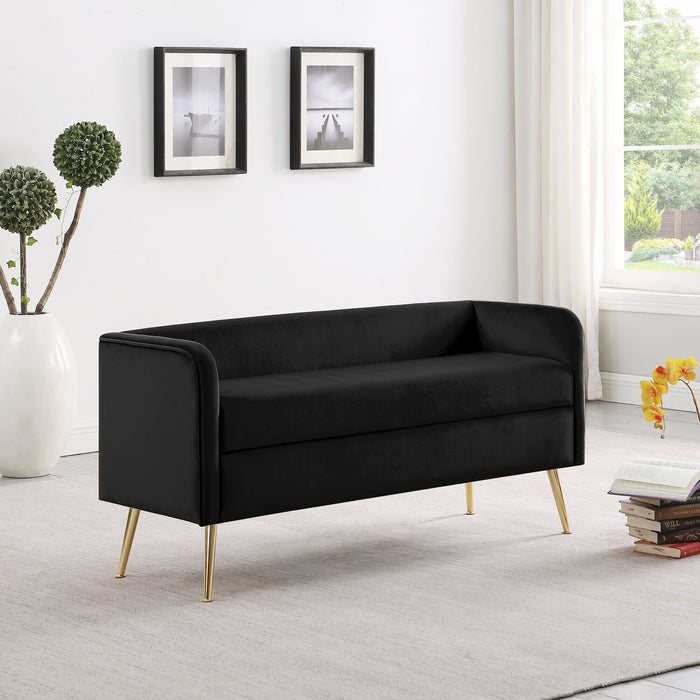 Banc Cass de 52 po - velours noir avec pattes dorées