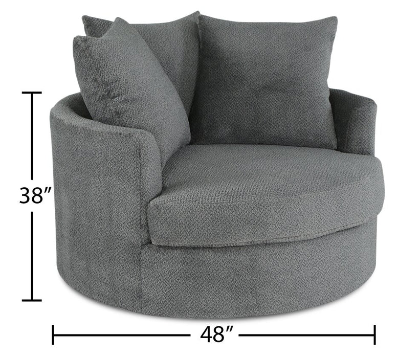 Fauteuil d’appoint Cuddler Grande de 48 po fabriqué au Canada en tissu de chenille - gris Teddy Nightfall