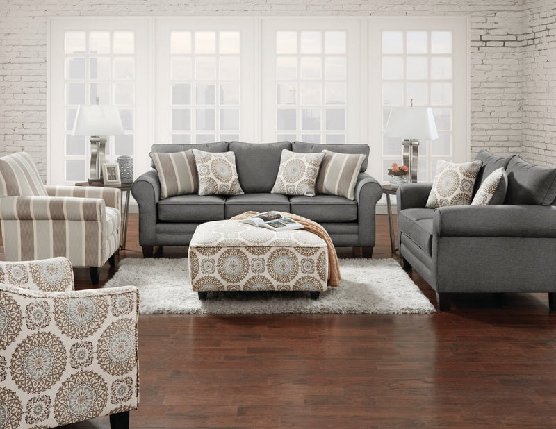 Fauteuil d’appoint Tula de 35 po fabriqué au Canada en tissu avec accoudoirs évasés - crépuscule multicolore