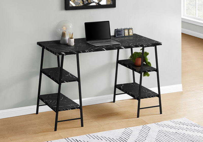 Bureau Jonnie de 47,25 po avec pattes de type chevalet - apparence marbre noir