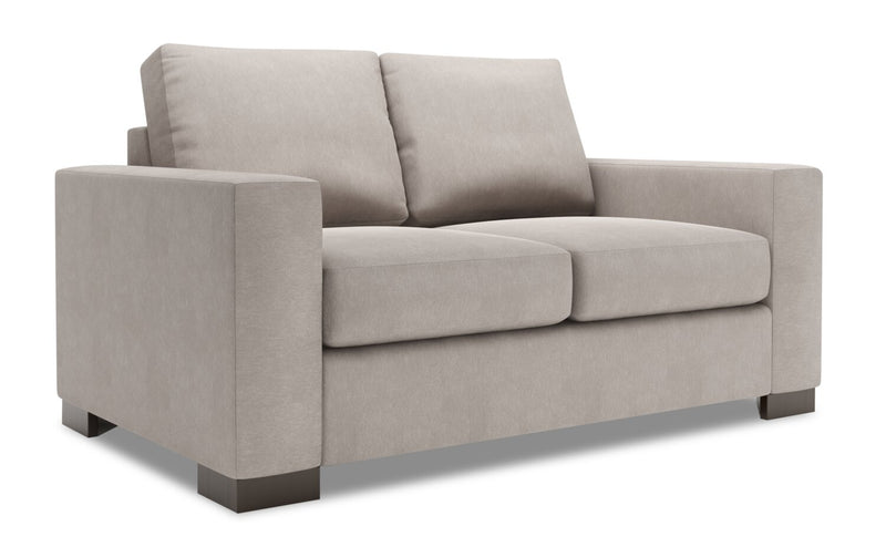 Causeuse personnalisable Track de Sofa Lab de 62 po fabriquée au Canada en tissu d’apparence lin avec accoudoirs rectilignes - gris Pax Slate