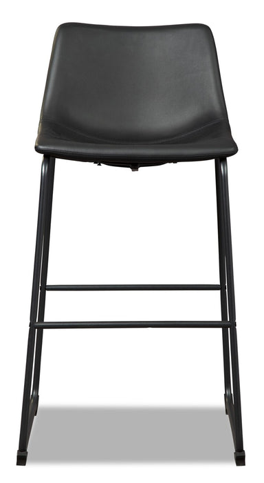 Tabouret bar Cole en tissu de cuir végétalien et en métal - noir