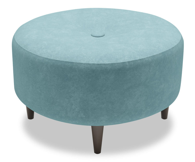 Pouf personnalisable The Curve de Sofa Lab de 31 po fabriqué au Canada en tissu de velours - bleu Sea Blue