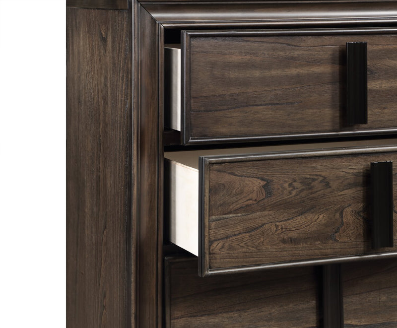 Commode Kane de 61 po (L) x 38,3 po (H) à 6 tiroirs pour la chambre à coucher - brune