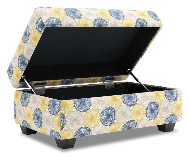 Pouf de rangement personnalisable The Trunk de Sofa Lab de 39 po fabriqué au Canada en tissu - Sunshine multicolore