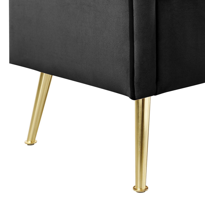 Banc Cass de 52 po - velours noir avec pattes dorées