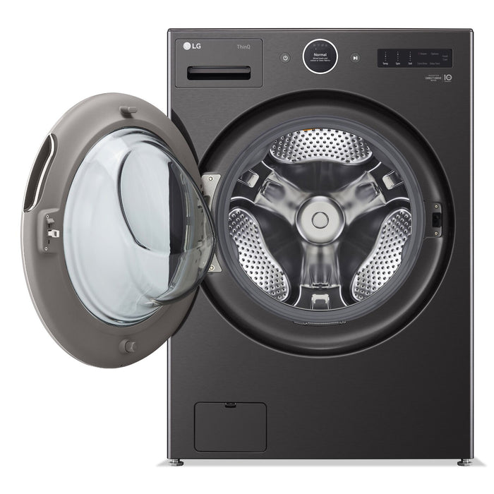 Laveuse à la vapeur intelligente haute efficacité LG à chargement frontal de 5,8 pi³ - acier noir - superposable - WM6700HBA