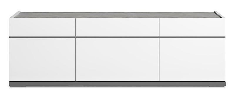 Meuble pour téléviseur moderne Marla de 47 po avec rangement et système de gestion des câbles pour téléviseurs jusqu’à 50 po - blanc