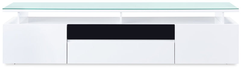 Meuble pour téléviseur moderne Adam de 68 po avec rangement et système de gestion des câbles pour téléviseurs jusqu’à 75 po - blanc