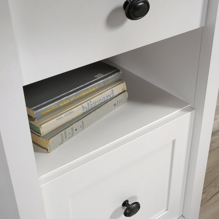 Bureau en forme de L Cayla de 59,06 po avec tiroir classeur - blanc doux