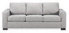 Sofa-lit personnalisable Track de Sofa Lab de 85 po fabriqué au Canada en tissu d’apparence lin avec accoudoirs rectilignes - gris Luna Domino